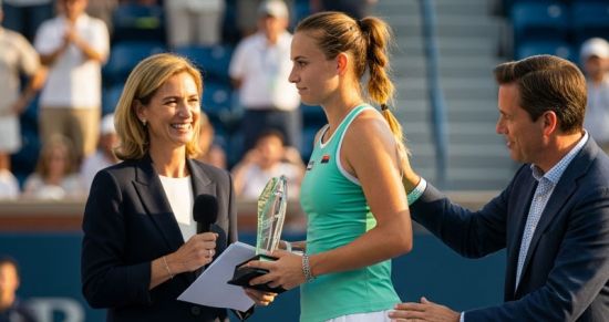 Елена Рыбакина убрала руку представителя спонсора на церемонии в Индиан-Уэллсе — момент попал на видео