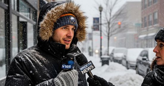 «Житель Рочестера»: вратарь «Баффало» Девон Леви попал в телесюжет о метели и стал вирусным