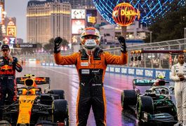 Норрис приручил ливень в Лас‑Вегасе и взял поул: Ферстаппен — второй, Хэмилтон — последний