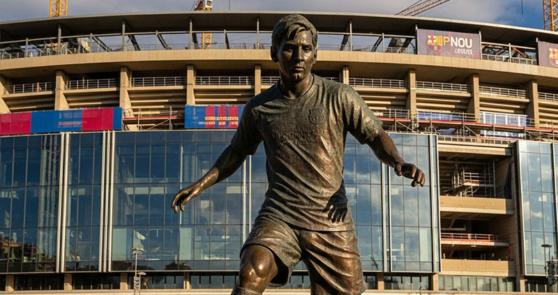 Статуя Месси готовится у «Камп Ноу»