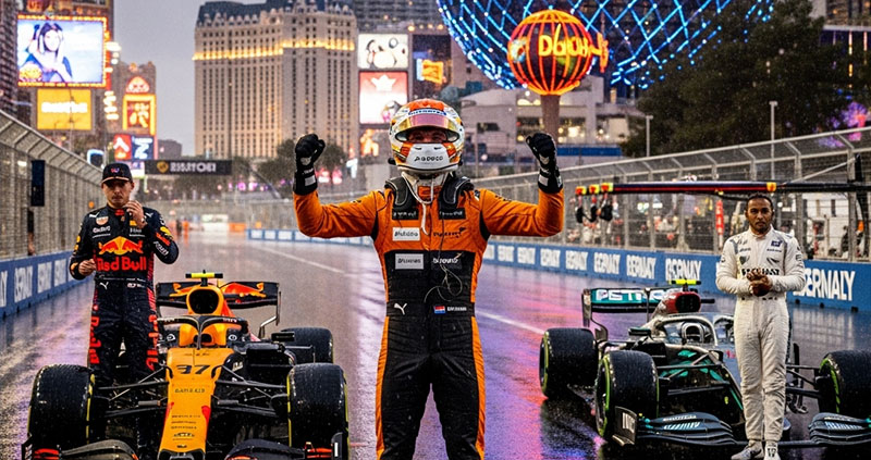 "Норрис взял поул в Лас-Вегасе, Ферстаппен — второй."