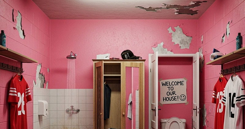 Хитрости хозяев в гостевых раздевалках: розовые стены и ледяные души.