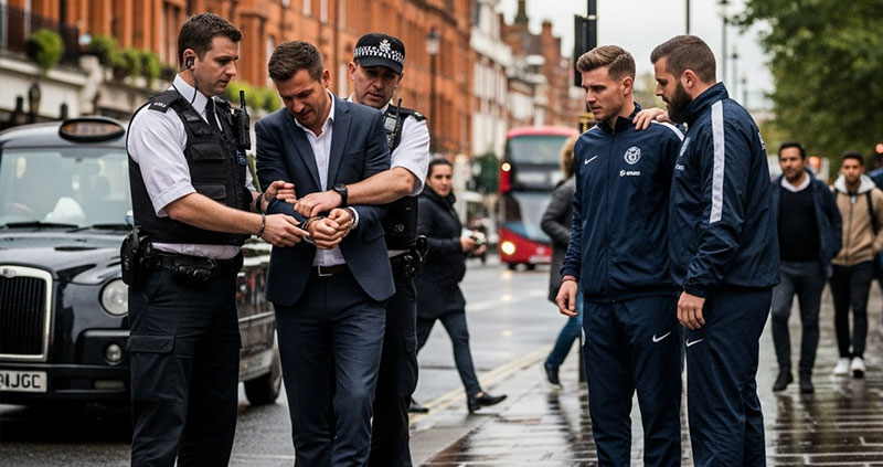 В Лондоне задержан агент по угрозам футболисту АПЛ.---Or alternatively:В Лондоне задержан футбольный агент за угрозы с оружием.