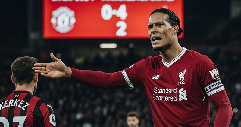 Капитан «Ливерпуля» под критикой за жесты после гола «Юнайтед». "The captain of «Liverpool» under fire: Van Dijk reminded of gestures towards Kerk after «United»'s goal"orКапитан «Ливерпуля» в центре скандала за жесты после гола «Юнайтед»."Captain of «Liverpool» at the center of the scandal for gestures after «United»'s goal"