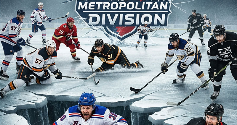 Хоккеисты Нью-Йорк Рейнджерс в разочаровании на льду.