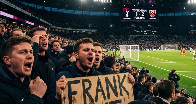 Фанаты Тоттенхэма с плакатами против Анже Постекоглу.