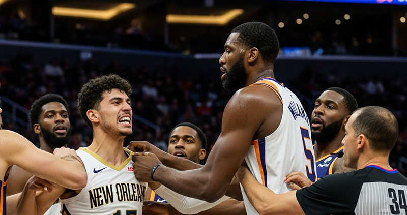 Драка в матче Пеликанс — Санз: Альварадо дисквалифицирован на 2 игры, Уильямс — на одну