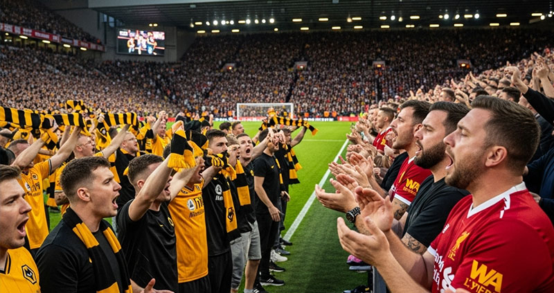 Две трибуны — одна песня: как Ливерпуль и Вулверхэмптон вместе почтили Диогу Жоту