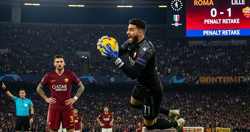 Чудо в Риме: вратарь «Лилля» трижды парирует пенальти и приносит победу